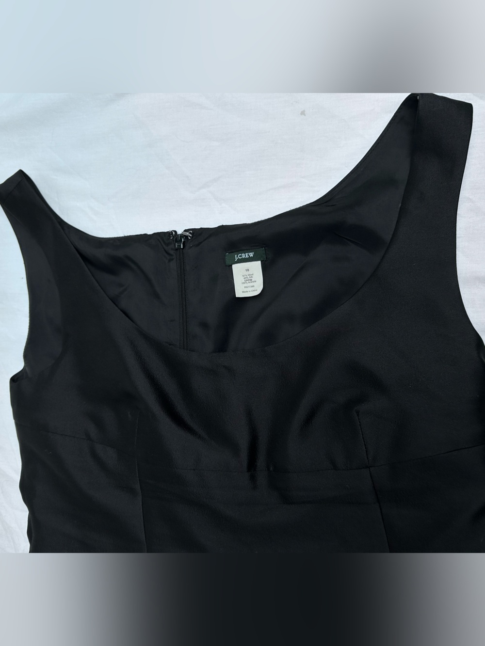 J Crew Classic Black Sleeveless A-Line pocket dress size 10. Wool & silk - Picture 2 of 8
